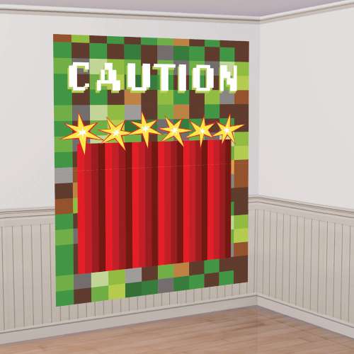 Minecraft Pixalated Caution Wall Scene Setter - Click Image to Close